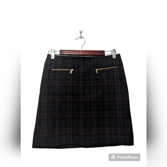 Bodycon plaid pencil skirt with gold hardware - Picture 1 of 5